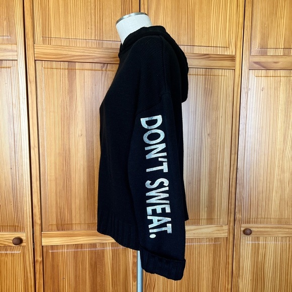 TopShop Small Oversized Black Hooded Sweater Don’t Sweat Casual Wear Streetwear - Picture 5 of 9